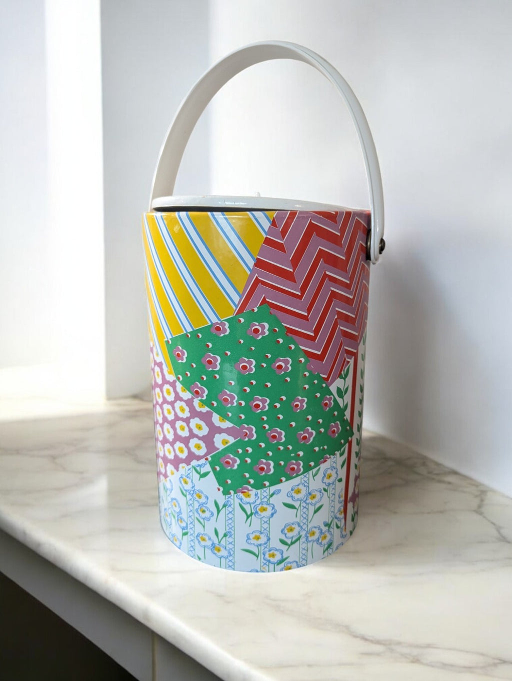 Vintage 60's-70's Patchwork Ice Bucket