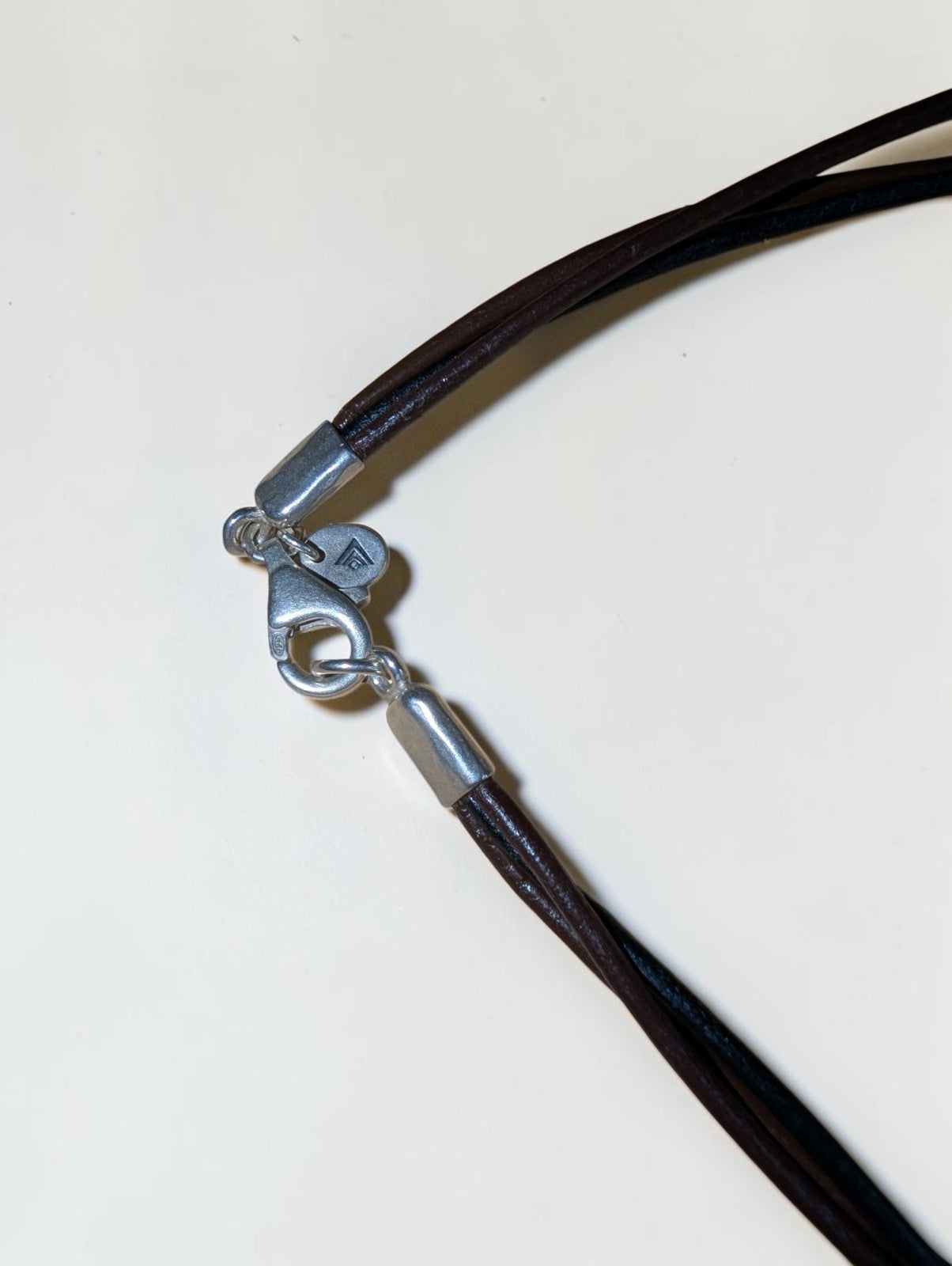 Silpada Liquid Sterling Silver Tube Bead and Leather Necklace 3 Strand, 30"