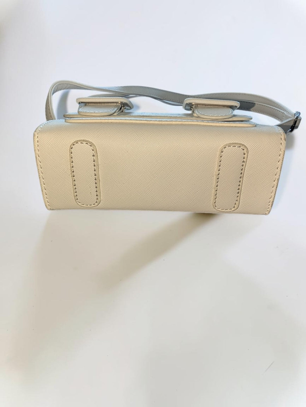 White Faux Leather Graffiti Crossbody Bag, Adjustable Strap