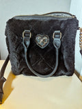Juicy Couture Let's Get Cozy Plush Satchel Purse, Black