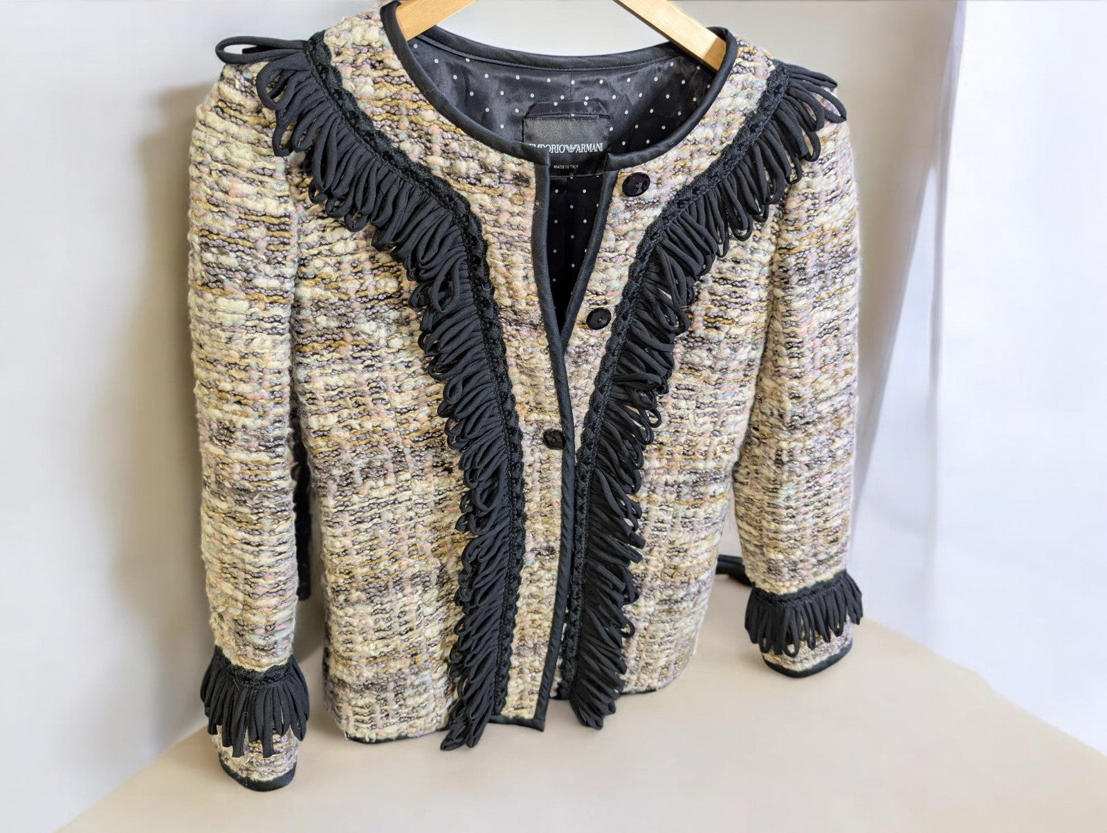 Emporio Armani MultiColor Tweed Button Front Jacket- Size 36, Medium 8/10