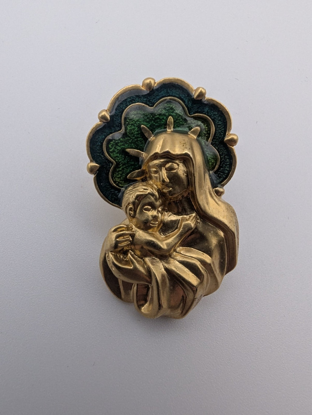 Vintage Avon Madonna and Child Lapel Pin Gold Tone