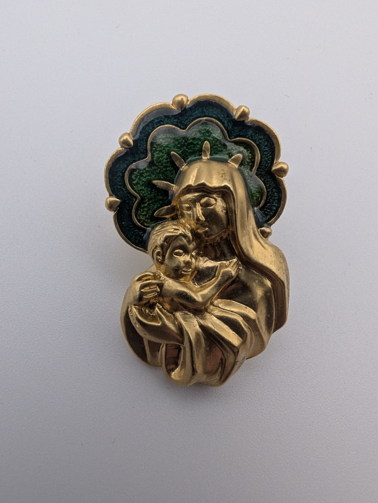 Vintage Avon Madonna and Child Lapel Pin Gold Tone