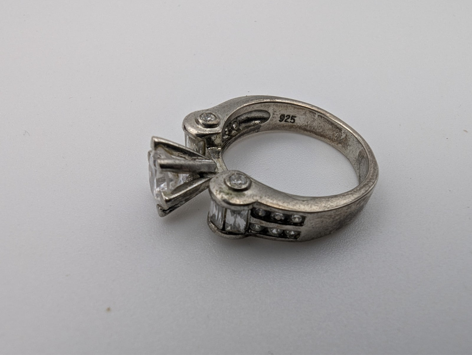 Vintage Style 925 DBJ Crystal Ring, Size 7