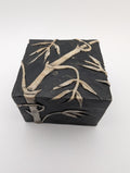 Vintage Hand-Carved Stone Trinket Box Bamboo Design, 2.25"