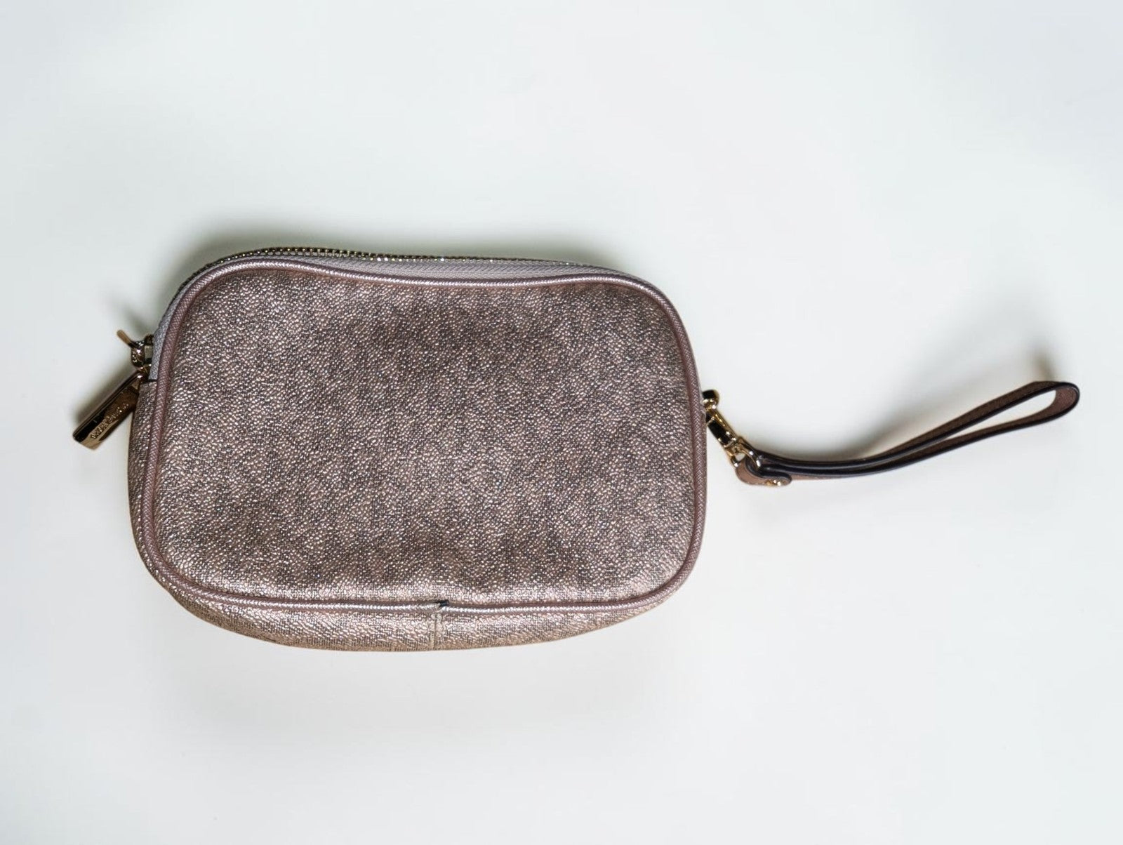 Michael Kors Jet Set Charm Double Zip Wristlet, Rose Gold Monogram Design