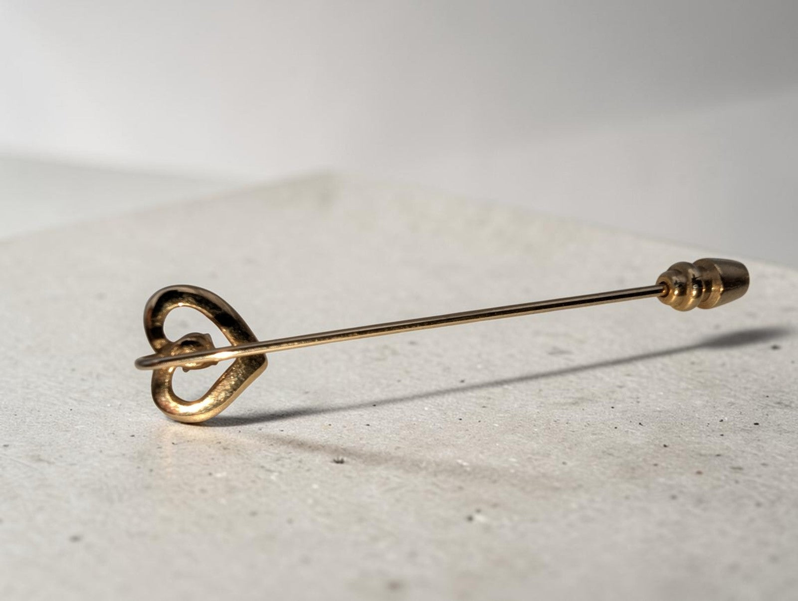 Unmarked Gold Genuine Old Mine Diamond Center Heart Pin