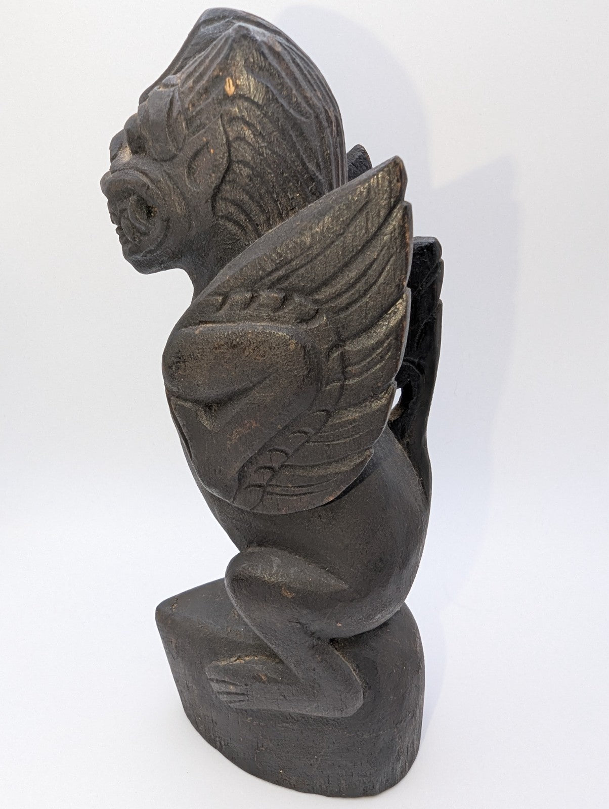 Vintage Wood Carved Garuda Mythology Bird, 7.5" Tall