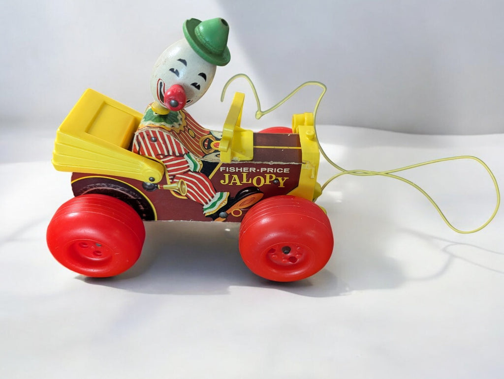 Vintage 1960s Fisher Price Toy Lot of 3- Jalopy, Lunch Box, Two Tune TV