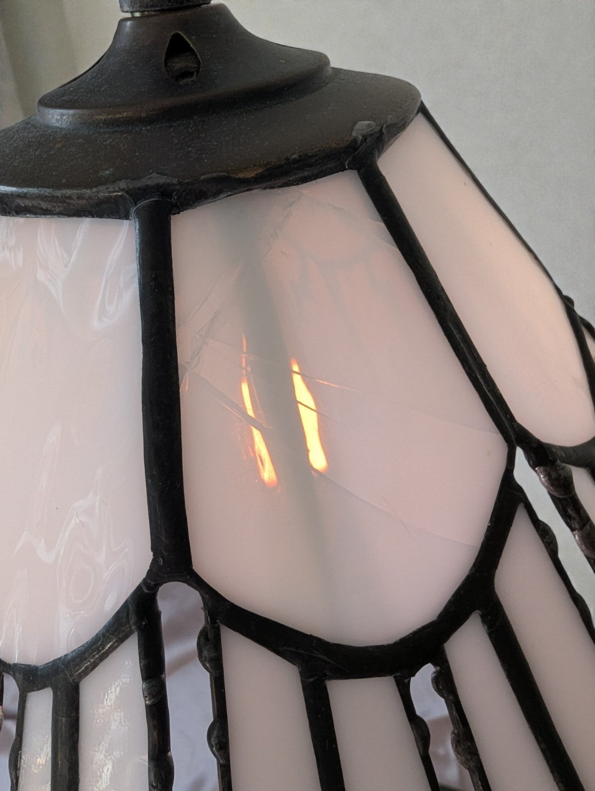 John Morgan and Sons Lamp, Art Nouveau/Tiffany-Style Floral Motif, Works 18"