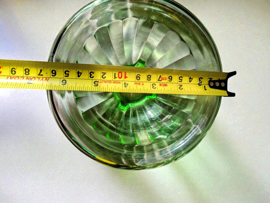 1930s Hazel Atlas Pattern Green Uranium Glass Mixing Bowls Set (2)