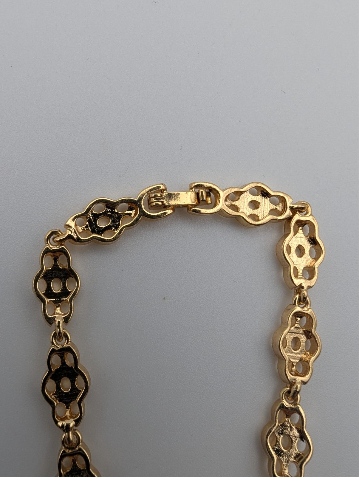 High Quality CZ Flower Gold Plated Bracelet, 7"