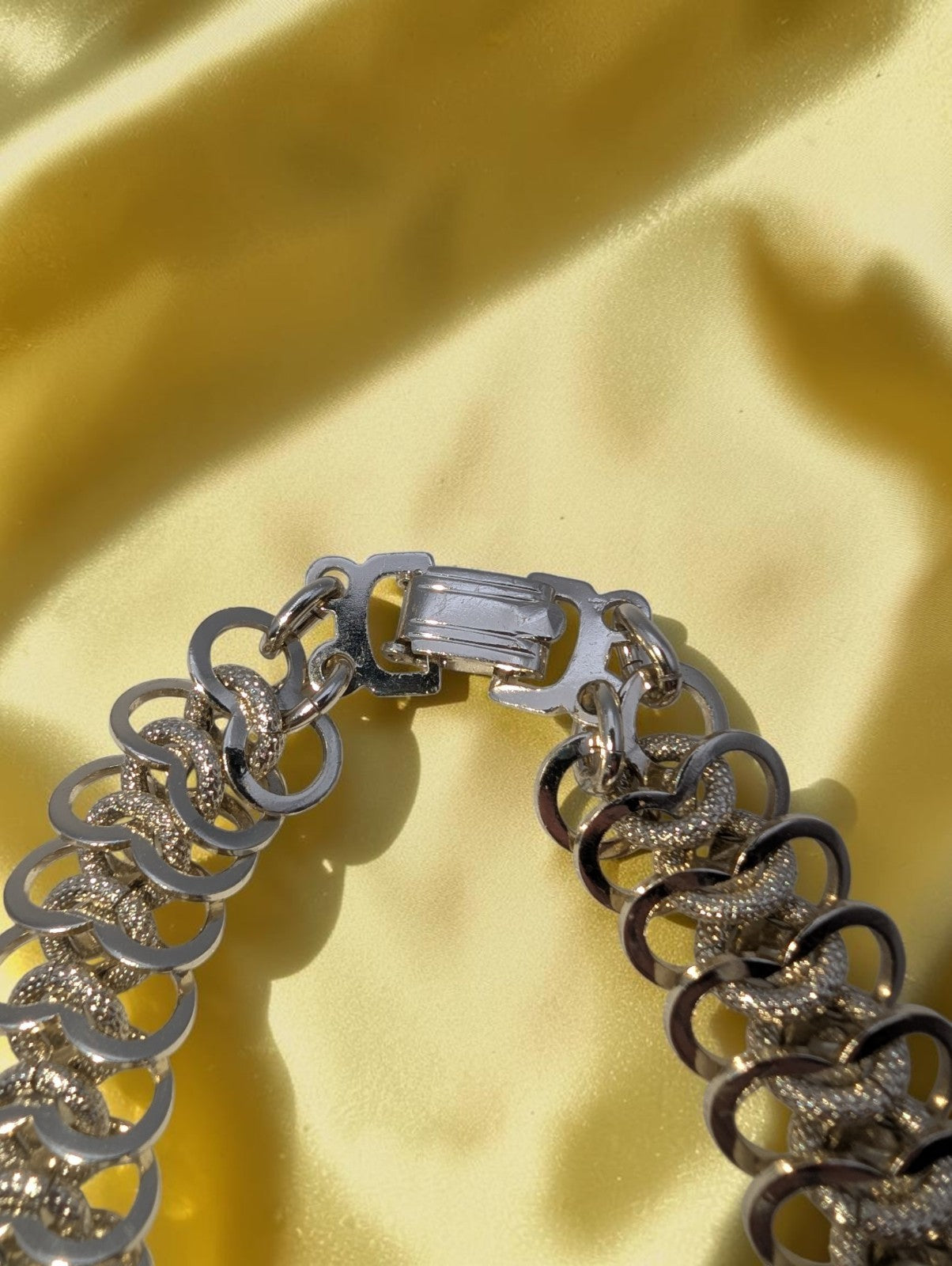 Vintage Signed Made in Germany Silver Flat Weave Bracelet, 8"