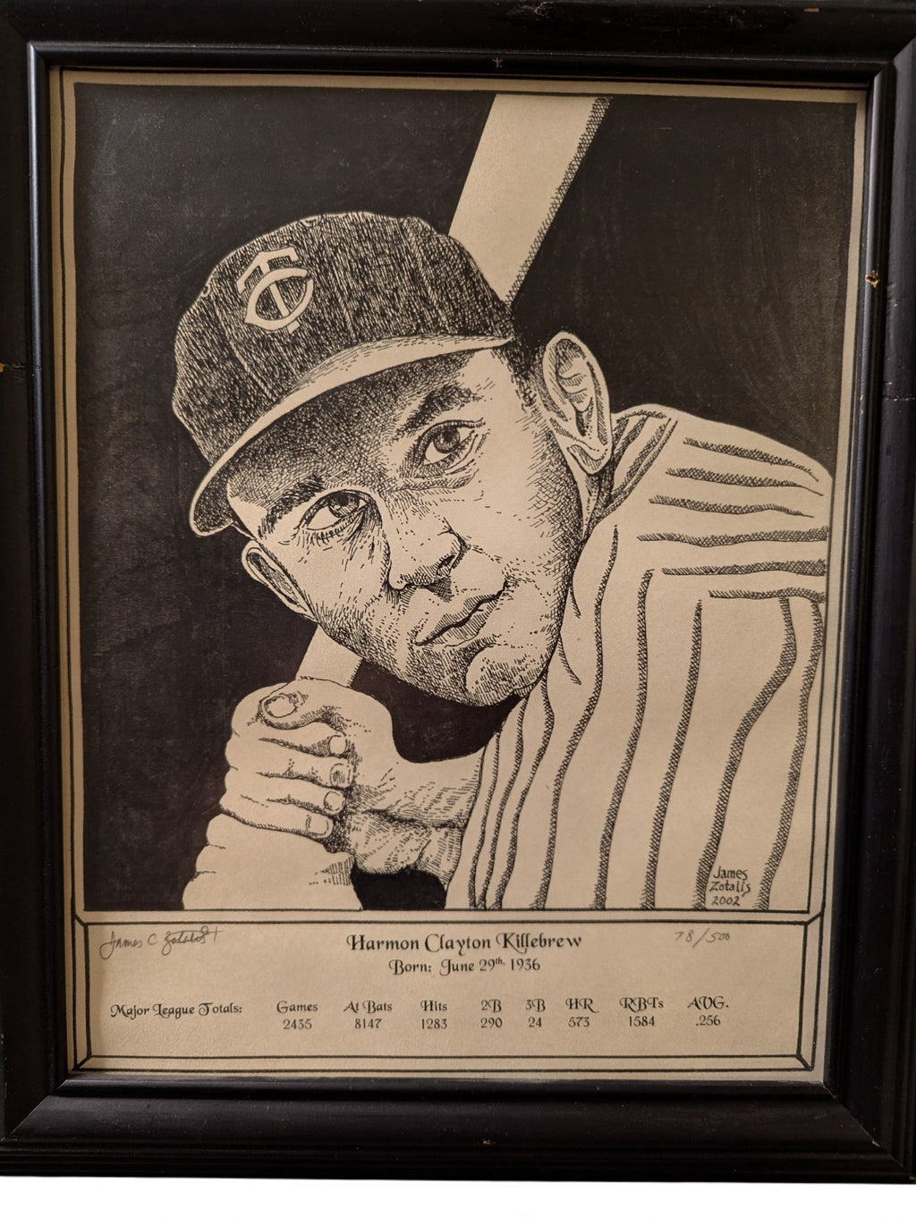 Harmon Killebrew Limited Edition Print #78/500 by James Zotalis, Signed Artist