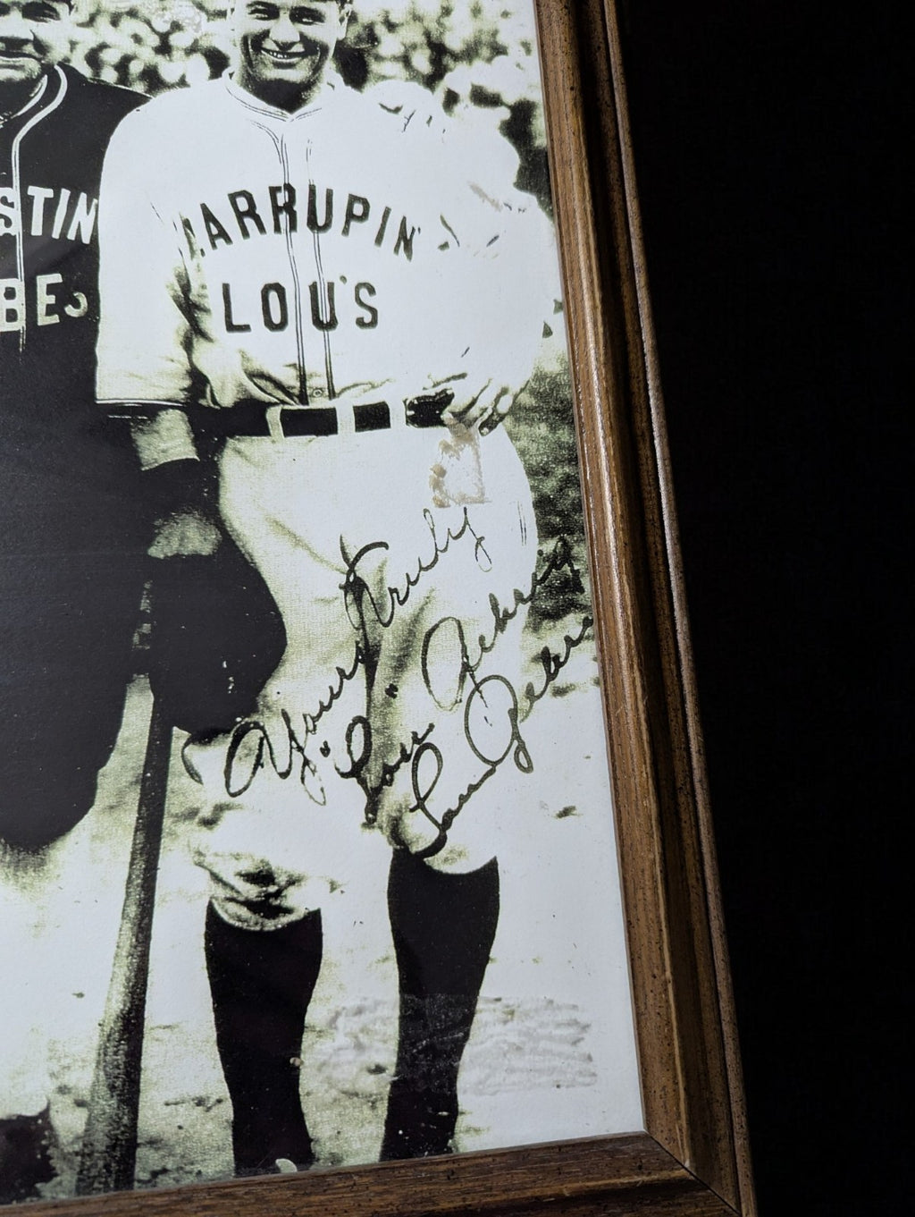Babe Ruth and Lou Gehrig Photo Framed, Reproduction Signed