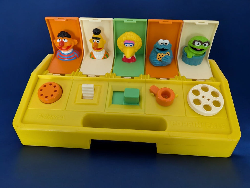 Vintage 1980s Playskool Sesame Street Toys (2)-Big Bird & Poppin' Pals