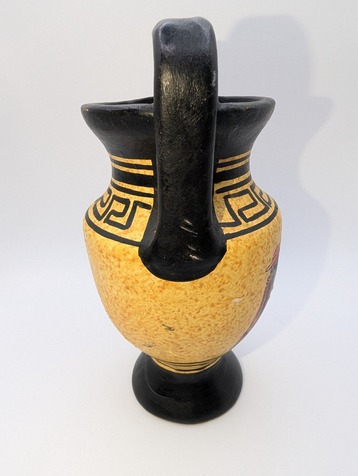 Greek Pottery Amphora Vase, Sphinx Greek Key Pattern 6"
