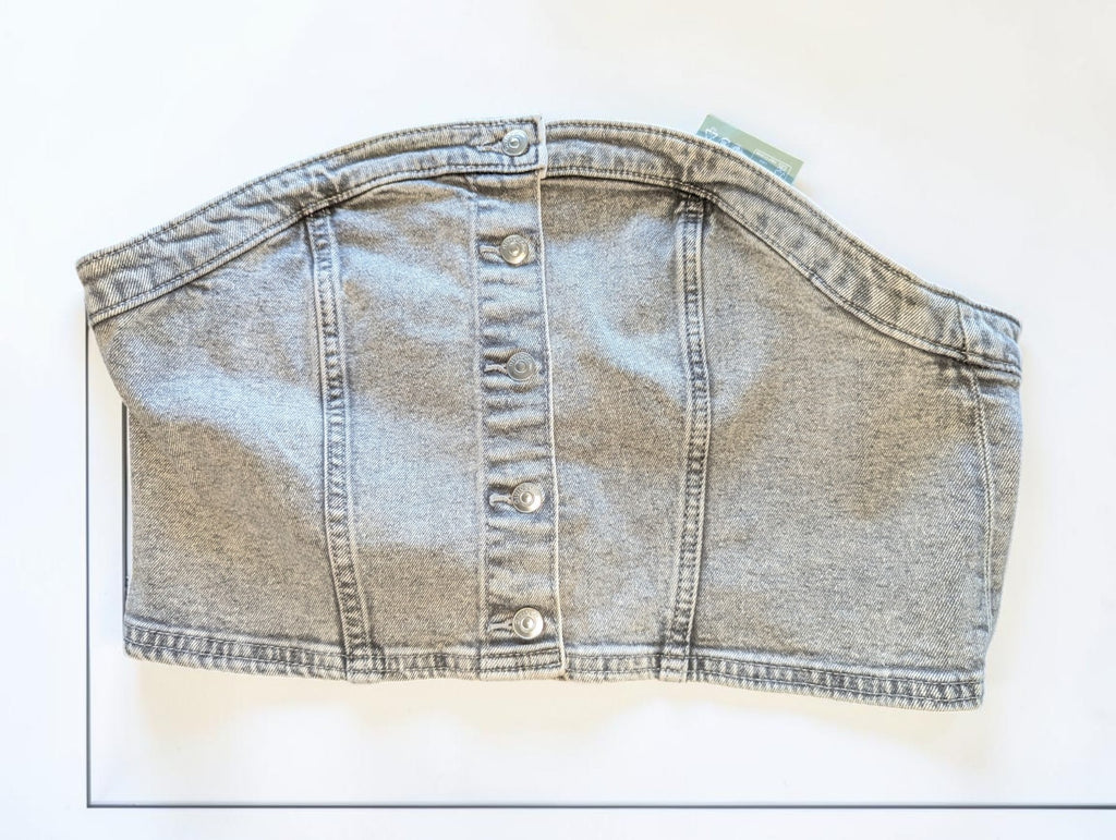 H&M Divided Gray Denim Corset Top NWT, Size Large