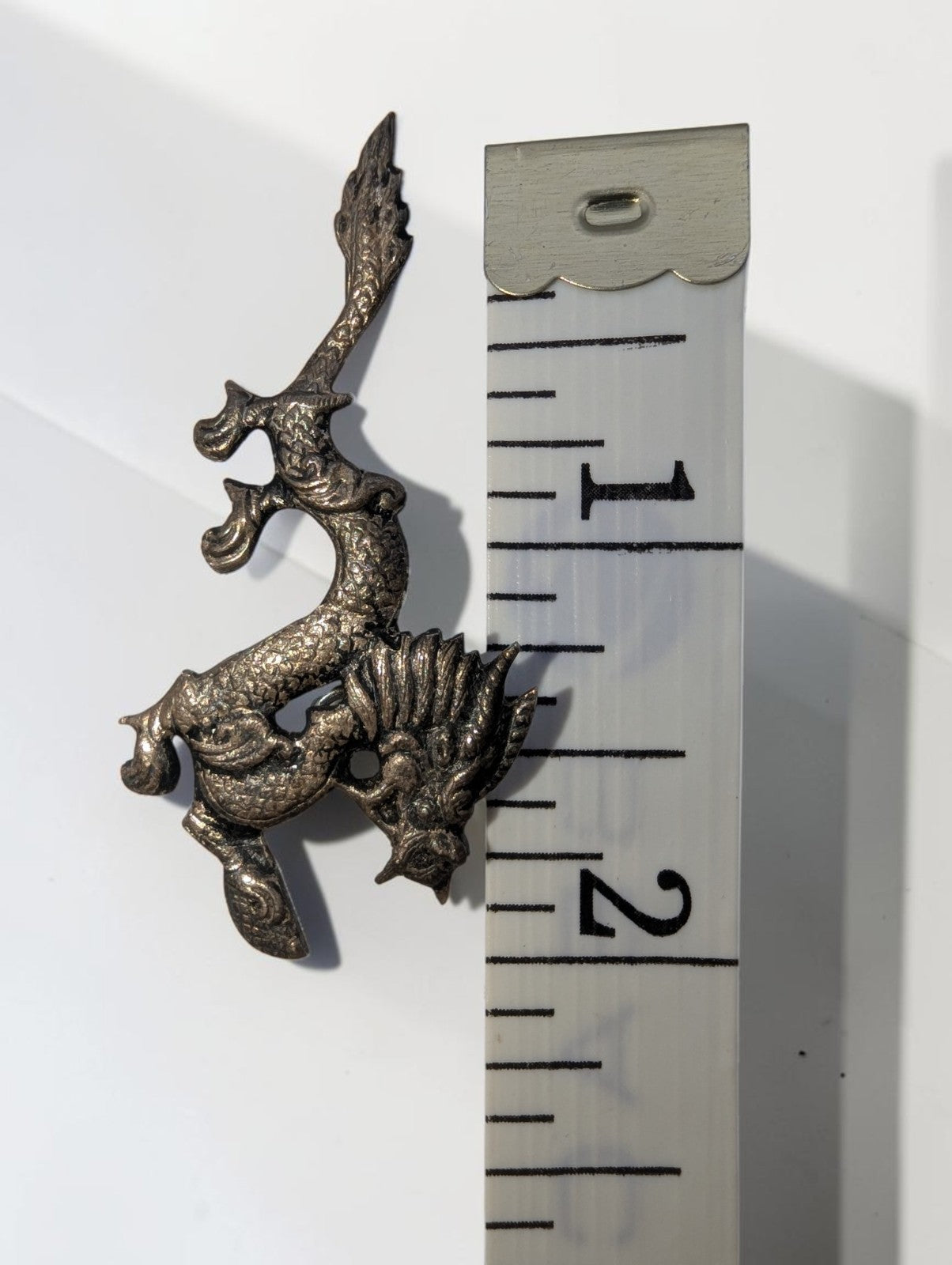 Vintage Dragon Pewter Brooch