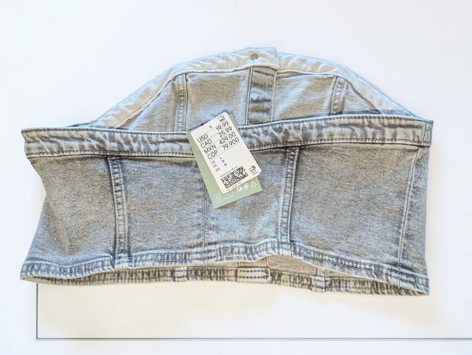 H&M Divided Gray Denim Corset Top NWT, Size Large