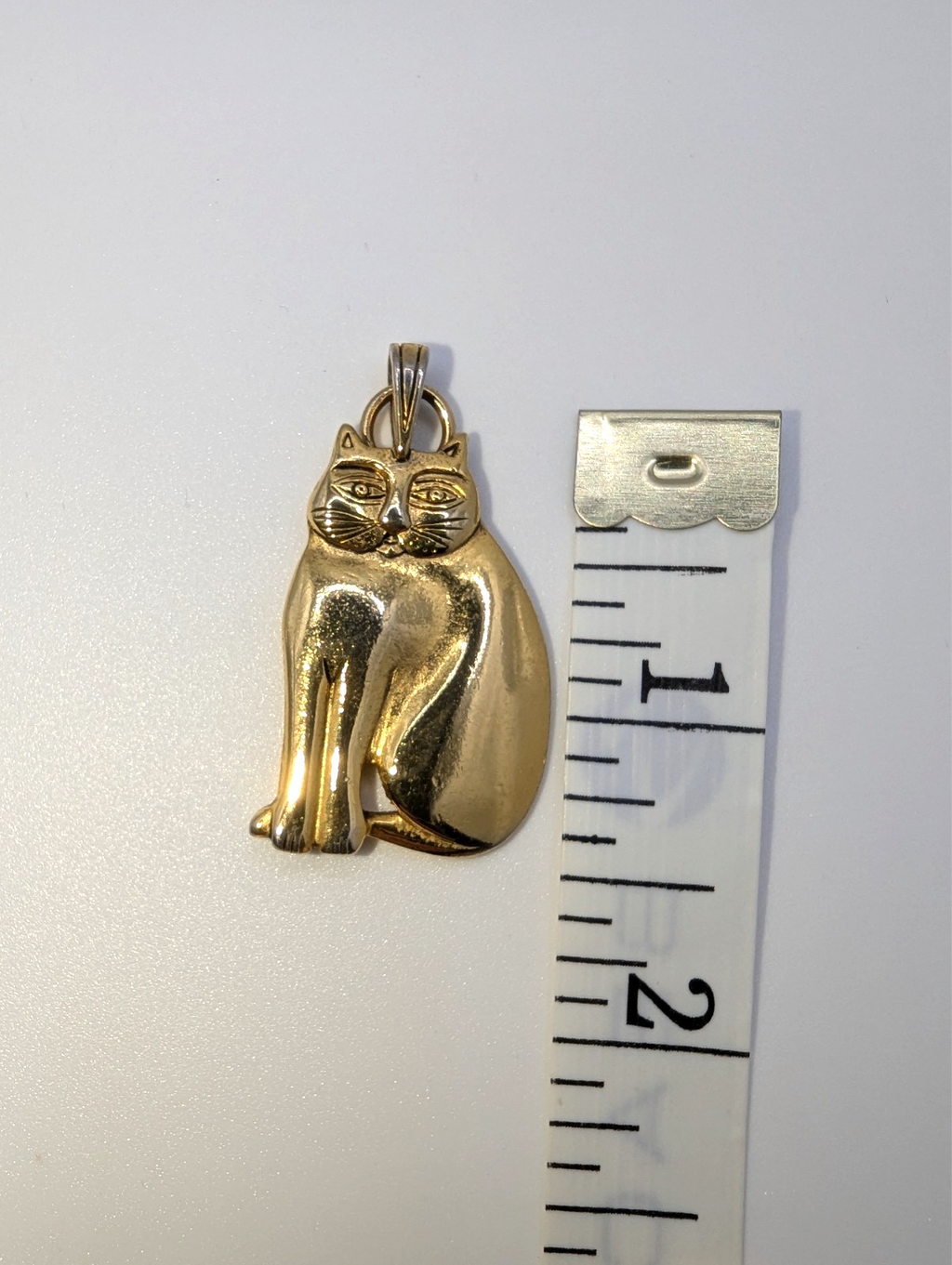 Vintage Laurel Burch "Fat Cat" Pendant, Gold-Tone 1.5"