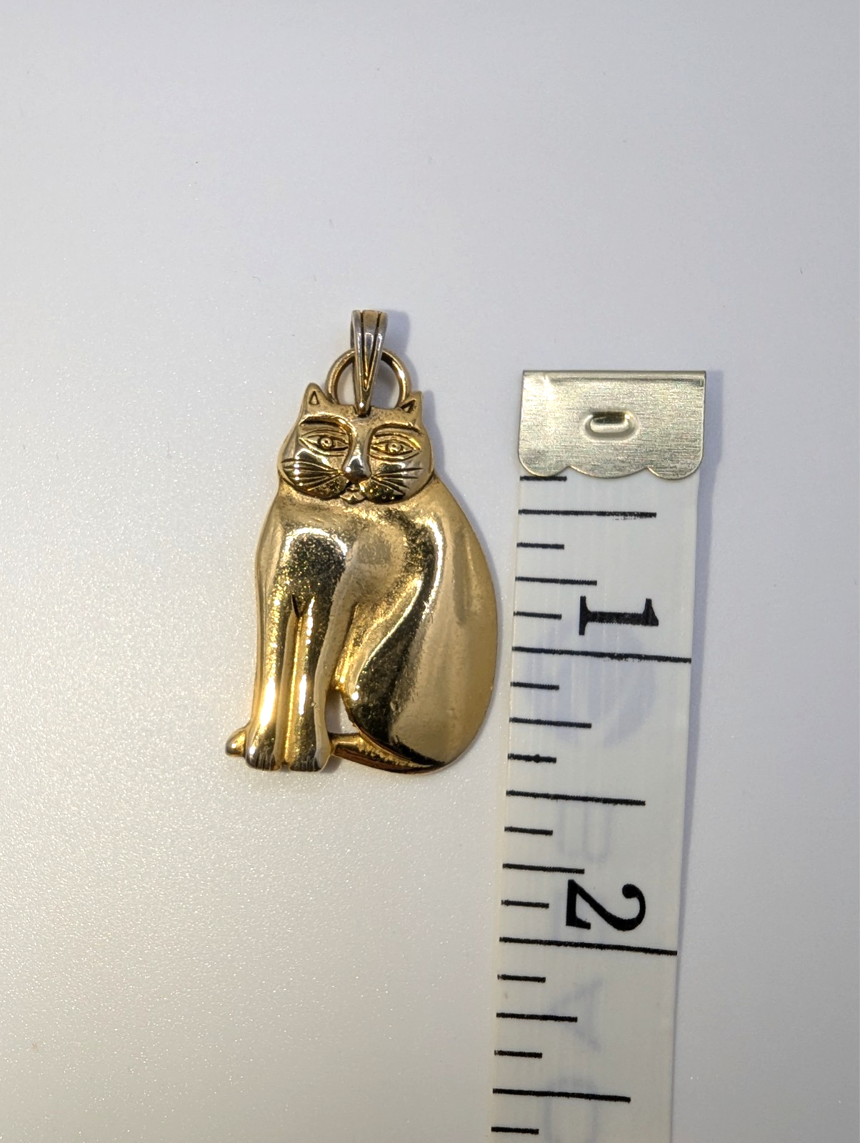 Vintage Laurel Burch "Fat Cat" Pendant, Gold-Tone 1.5"