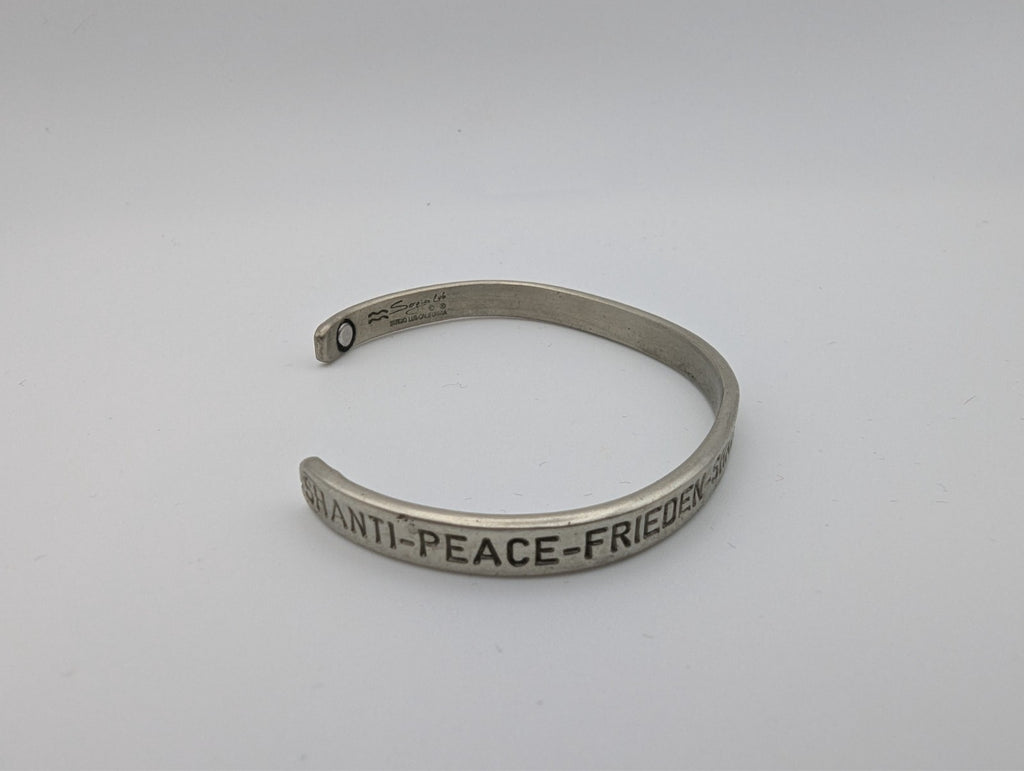 Sergio Lub Peace Silver Magnetic Bracelet, German Silver 7"