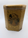 Vintage English Tea Caddy Tin, 4.5"x5"H
