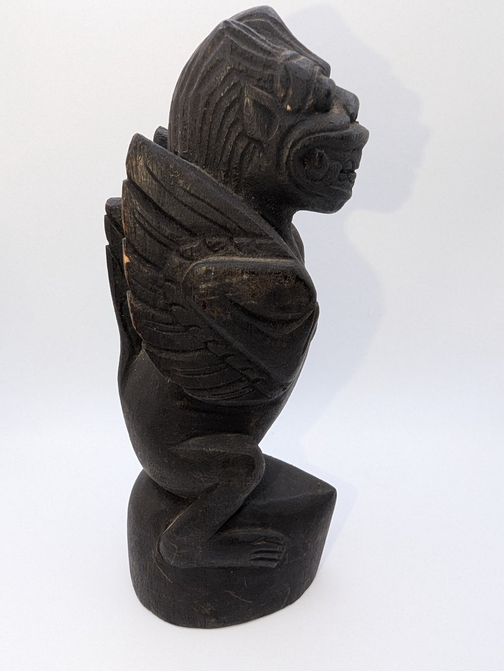 Vintage Wood Carved Garuda Mythology Bird, 7.5" Tall