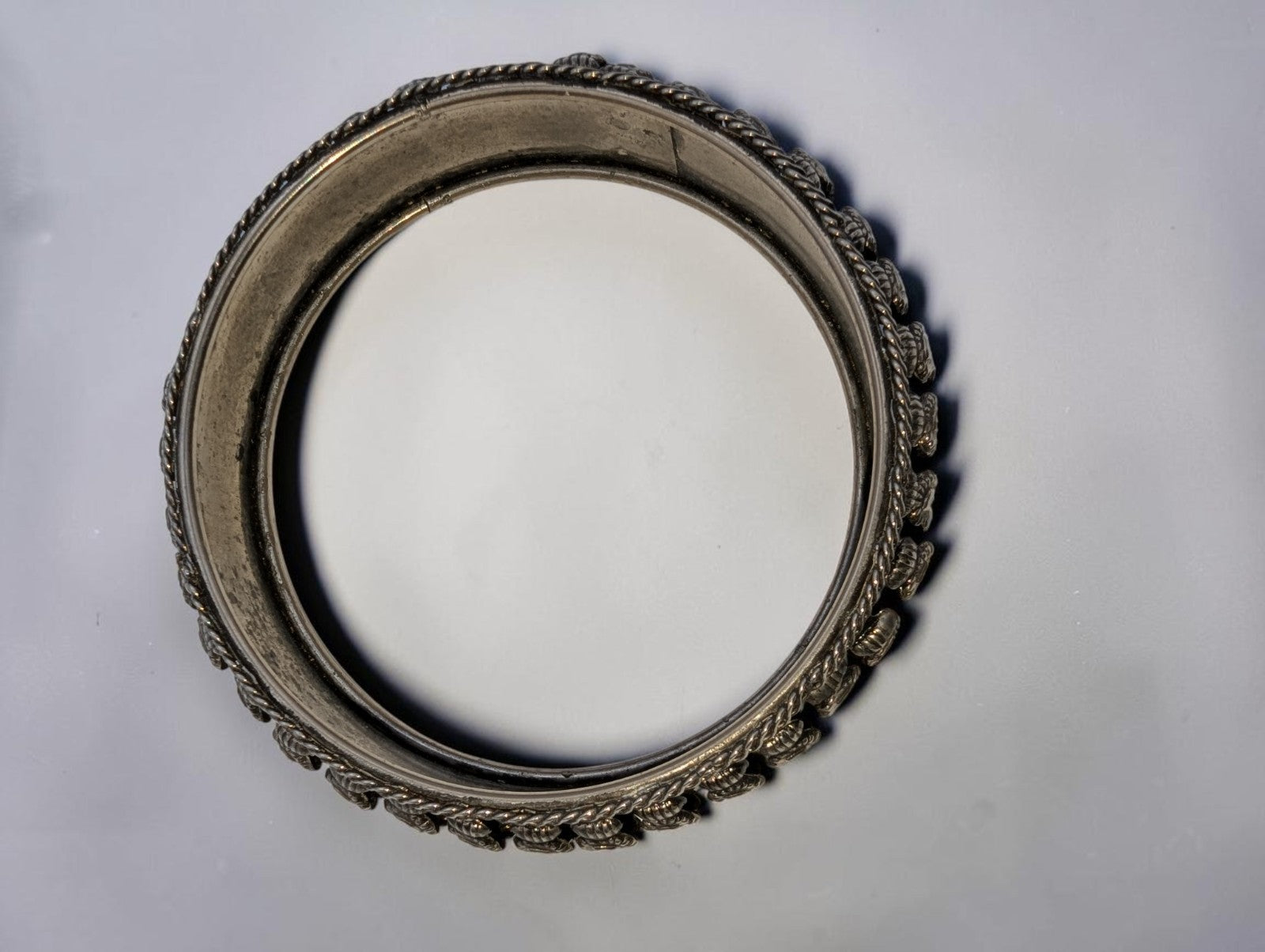 Antique Lower Grade Silver Rattle Bangle Bracelet Burma, Size 8.5