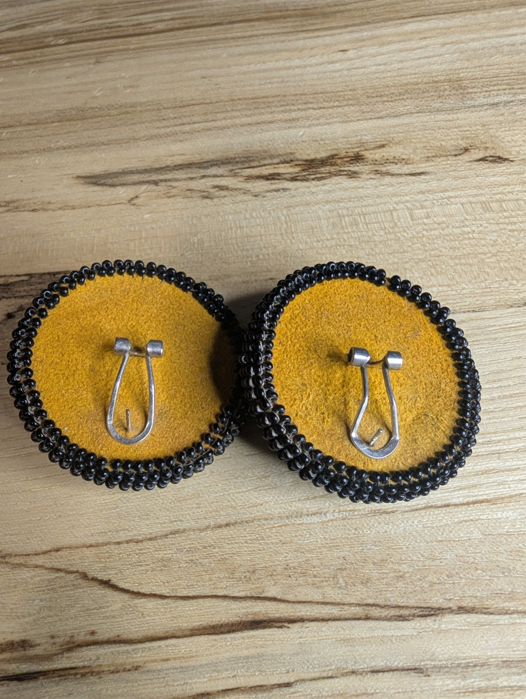 Black Beaded Handcrafted Circle Stud Earrings