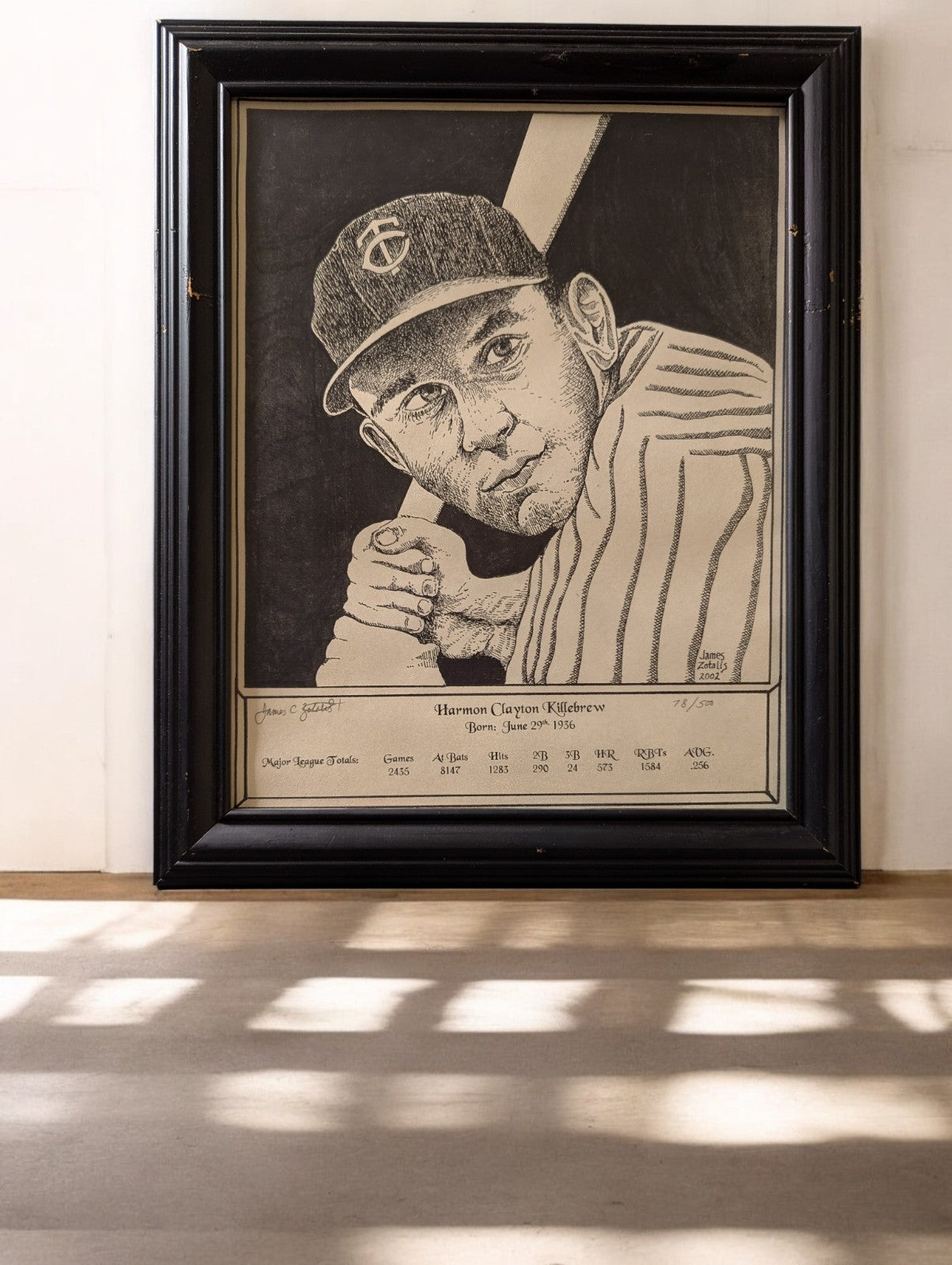 Harmon Killebrew Limited Edition Print #78/500 by James Zotalis, Signed Artist
