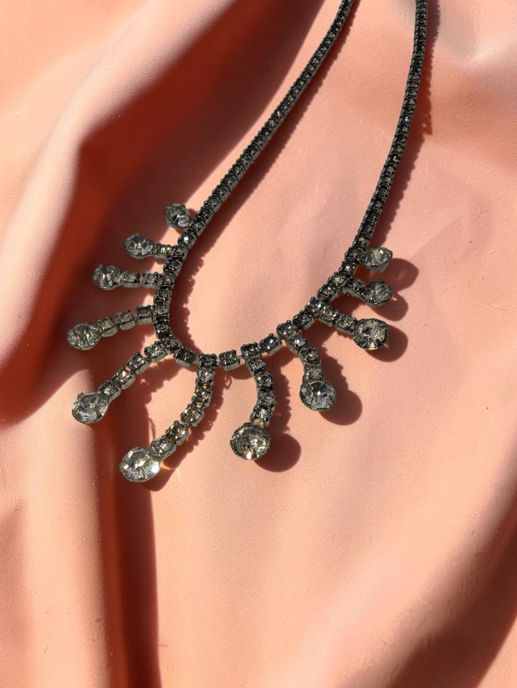 Vintage Garne Jewelry Rhinestone Choker Necklace15"