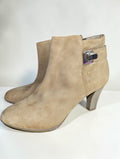 Anne Klein Suede Taupe Booties Causual Zip Up Women's Shoes, Size 9.5