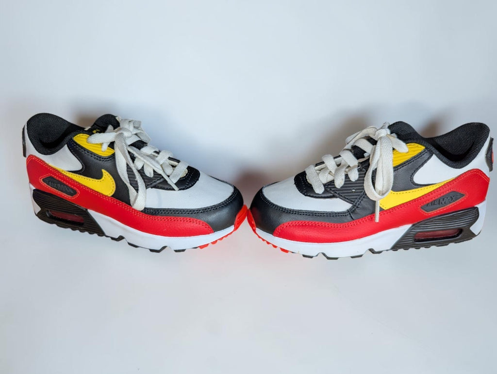 Nike Air Max 90 Kid's Sneakers, Size Youth 1-Red, Yellow, Black and White 