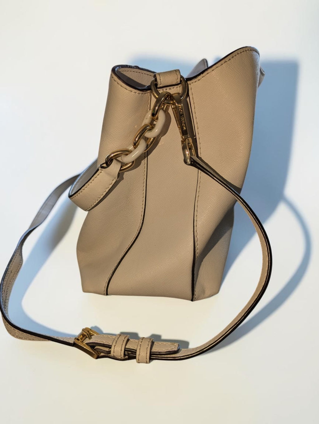 Michael Kors White Pebbled Leather Crossbody Bag