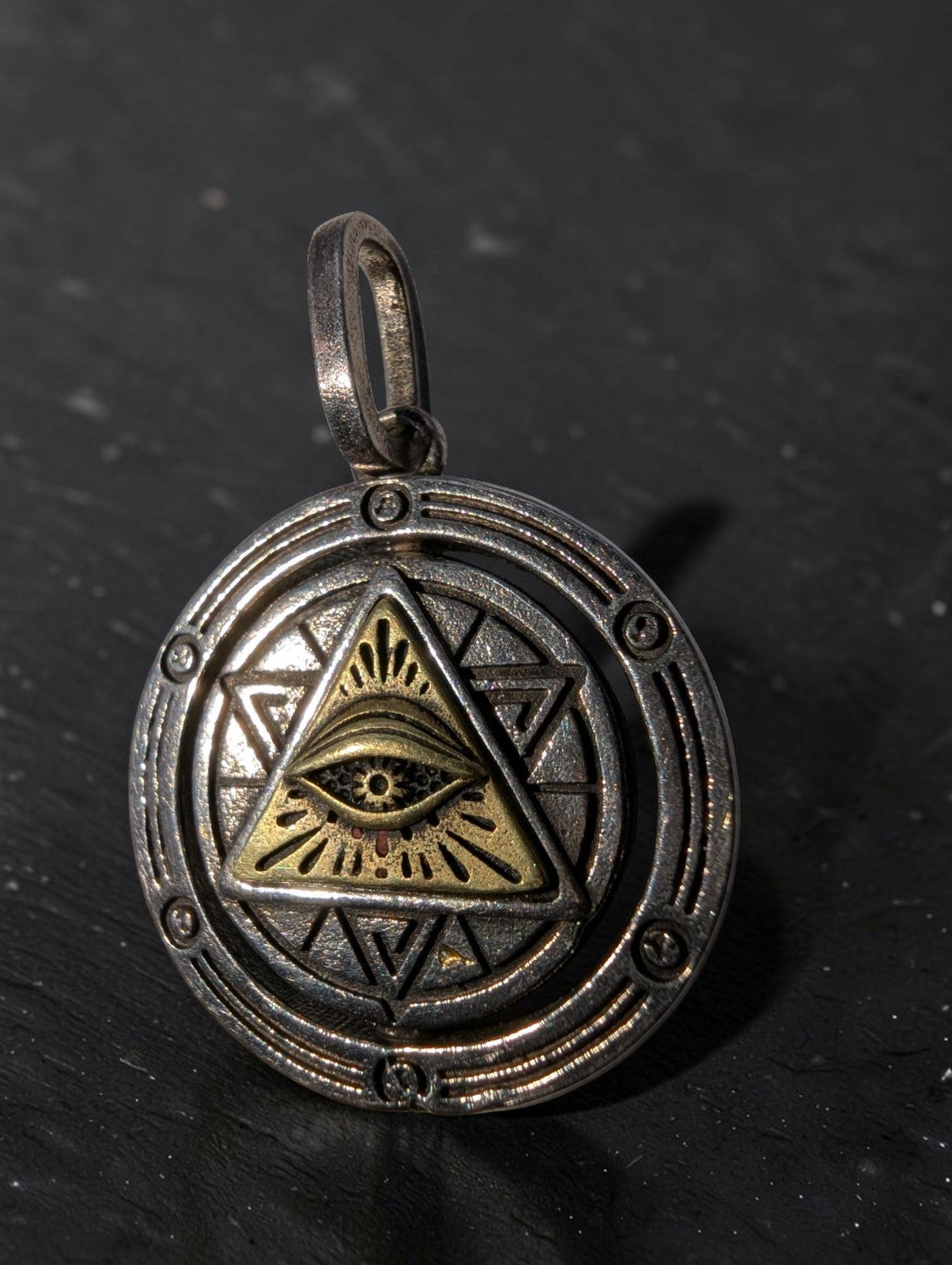 Rotatable Eye of Providence, Eye of Horus 925 Sterling Necklace Pendant