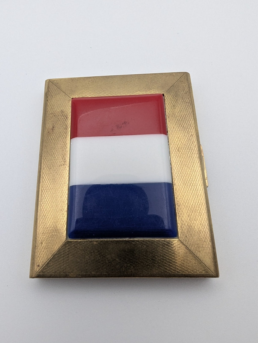Vintage French Flag Compact/Mirror, 3"x2"