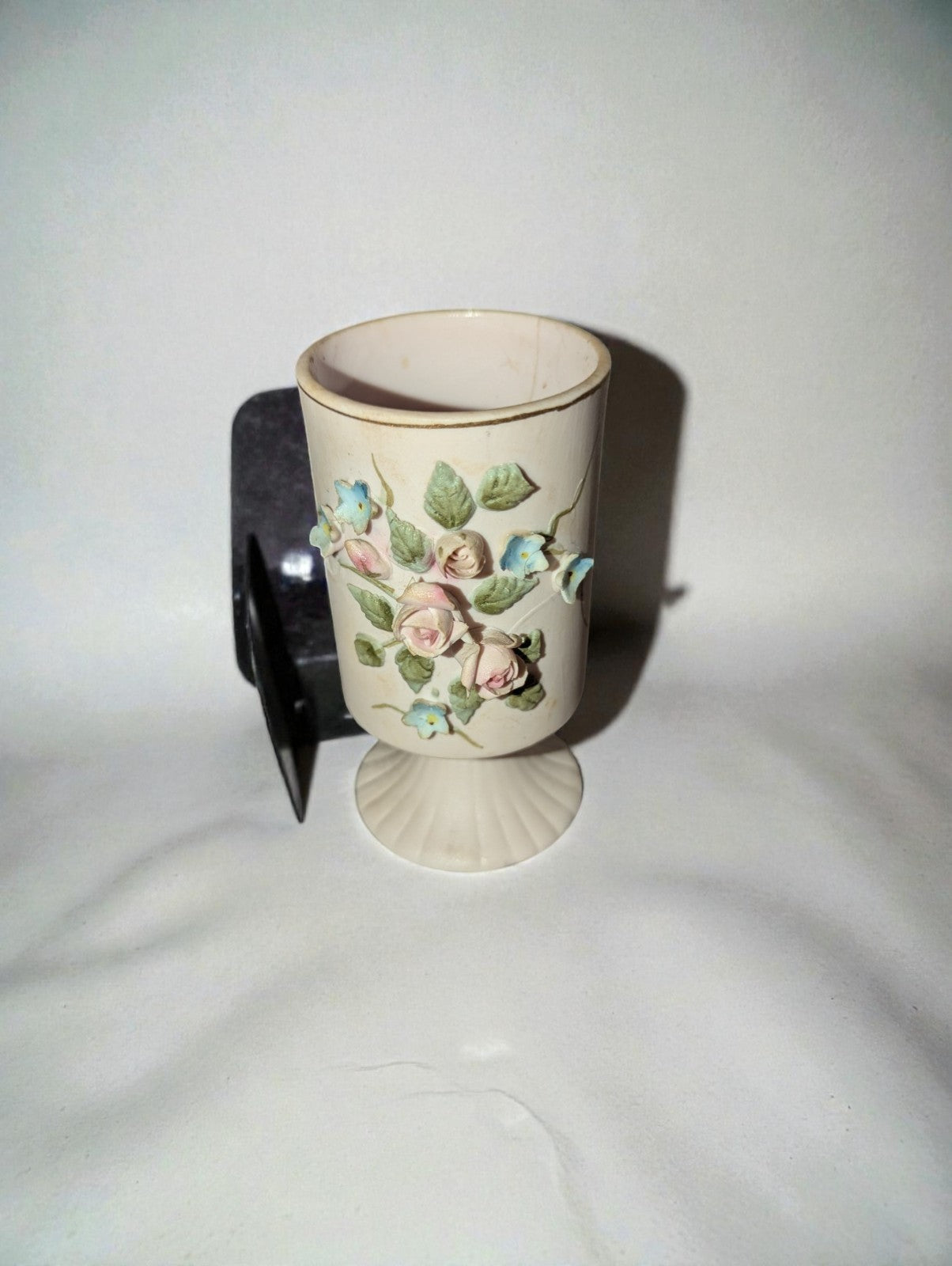 Vintage Lefton China Collection 3D Rose Design-Candle Holders, Vase, Hand