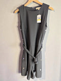 Michael Kors Sleeveless Black Shorts Romper Tie Waist, Medium