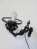 Antique Victorian Style Black Cast Iron Wall Sconce Swiveling Electric Lamp