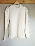White Calvin Klein Jeans Crewneck Sweatshirt Logo Tape Design, Size M