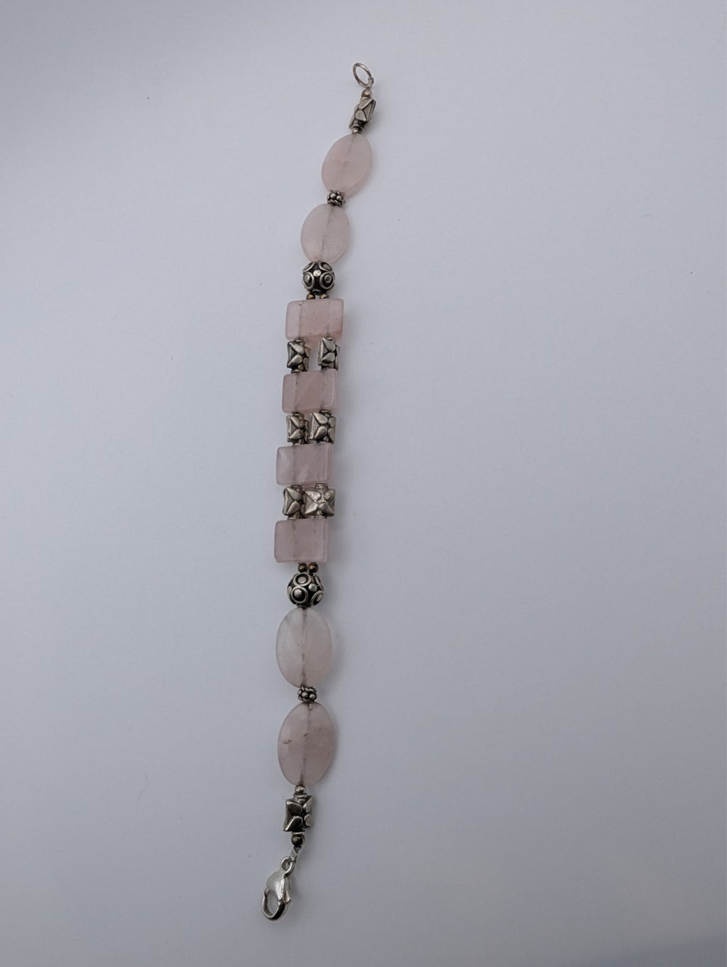 8" Rose Quartz Link Bracelet with 925 Clasp