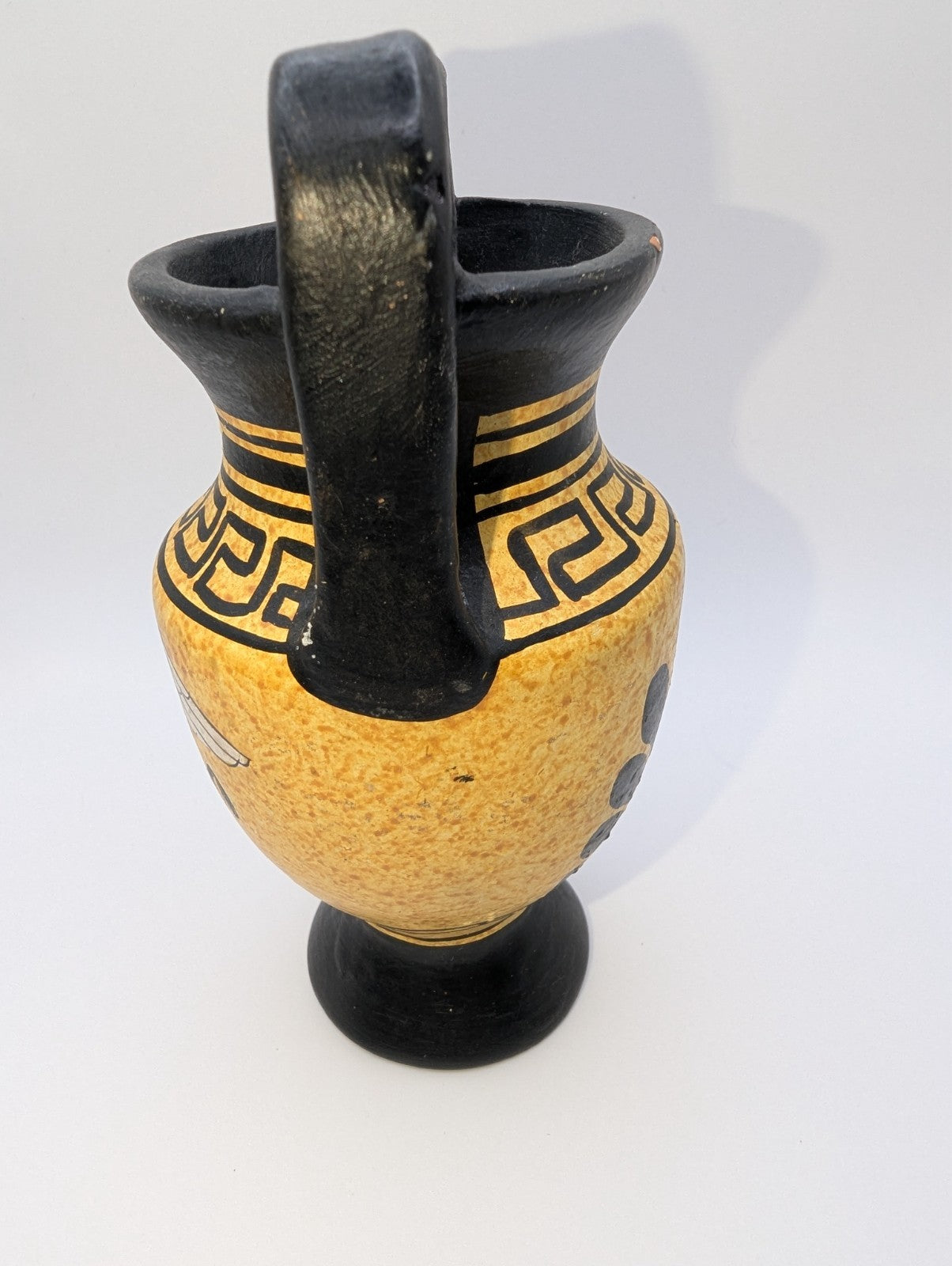 Greek Pottery Amphora Vase, Sphinx Greek Key Pattern 6"