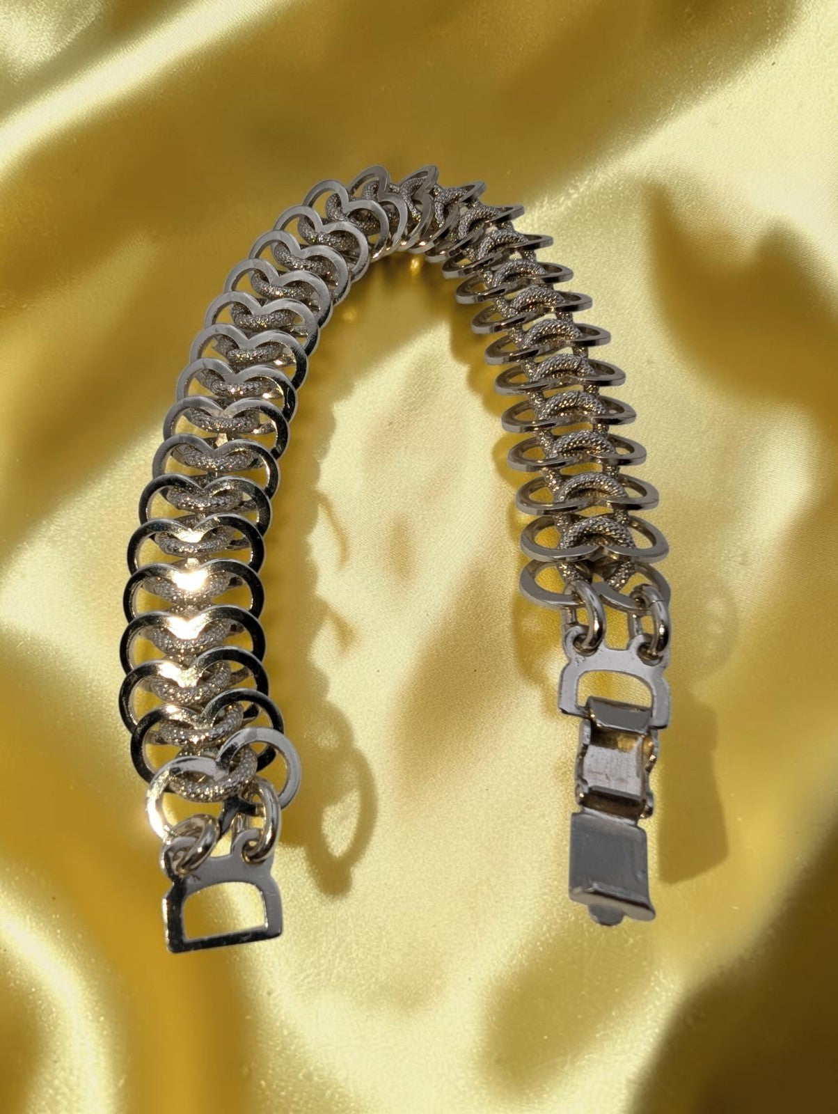 Vintage Signed Made in Germany Silver Flat Weave Bracelet, 8"