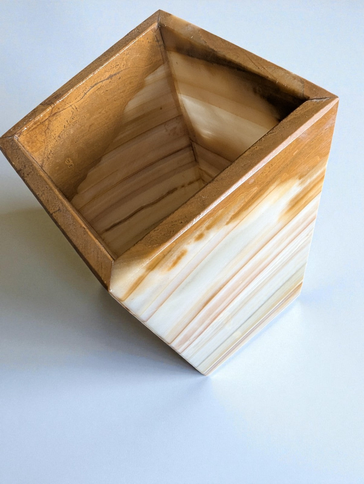 Vintage Natural Onyx Stone Vase, 9" Tall