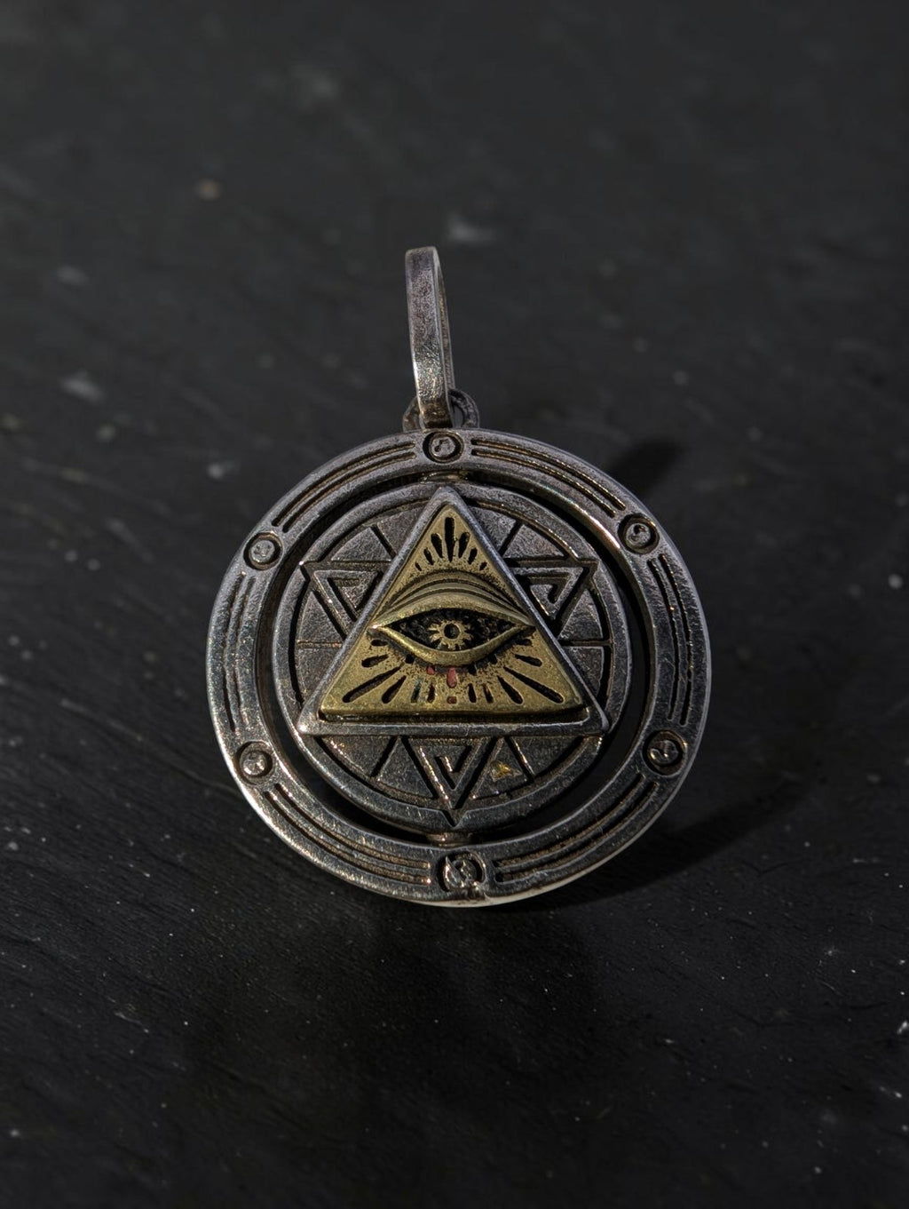 Rotatable Eye of Providence, Eye of Horus 925 Sterling Necklace Pendant