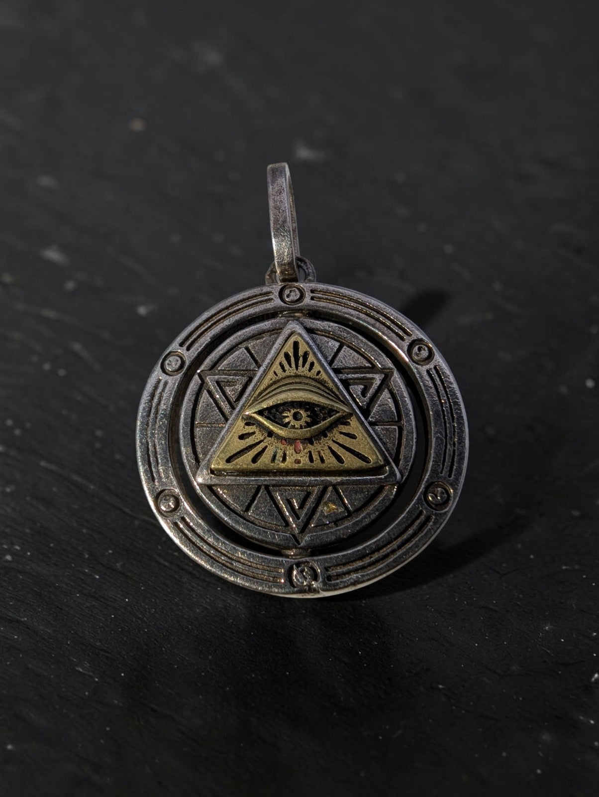 Rotatable Eye of Providence, Eye of Horus 925 Sterling Necklace Pendant