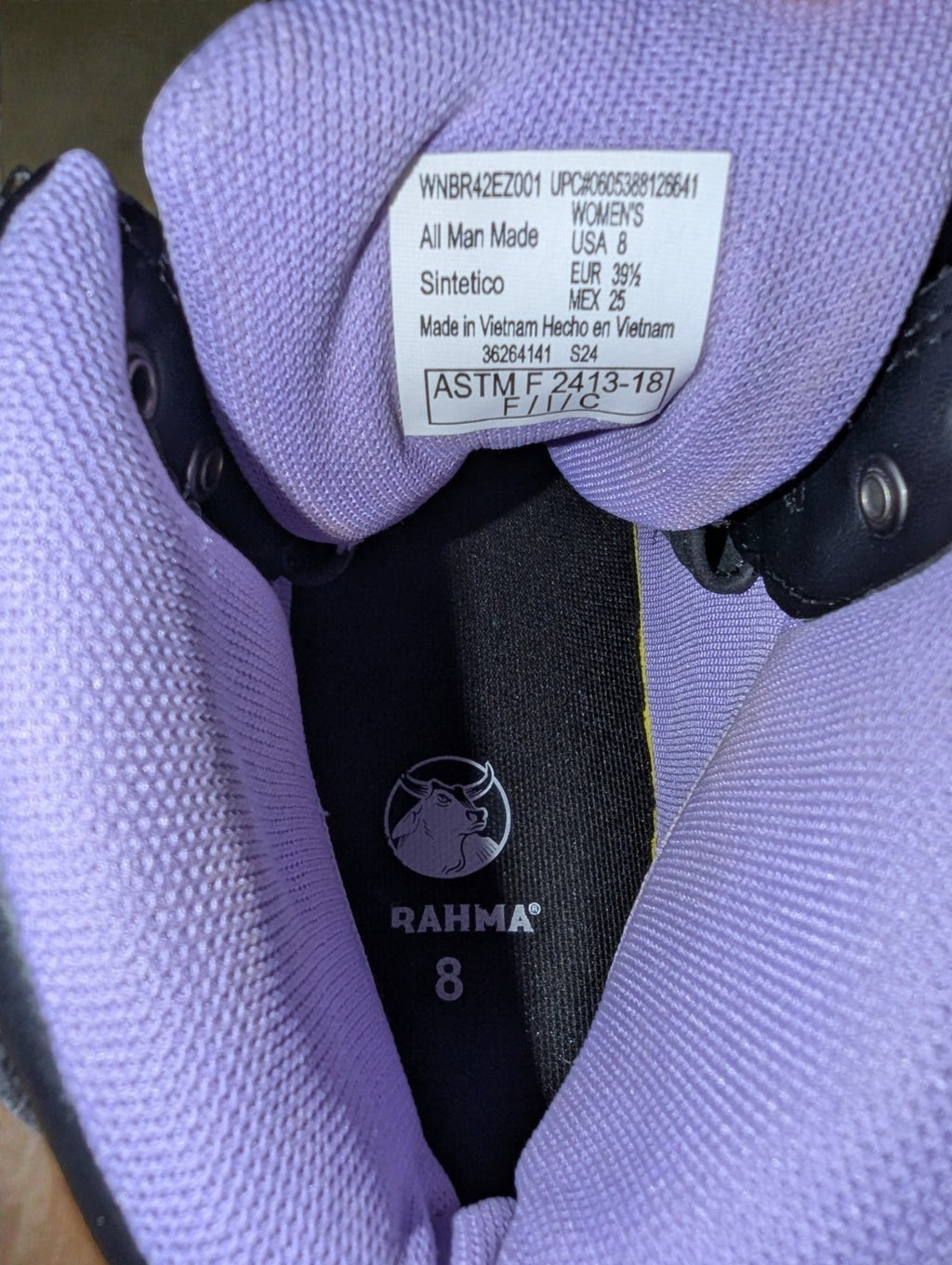 Brahma Women's Combustion 6" Steel Toe Work Boots, Size 8 Black and Purple
