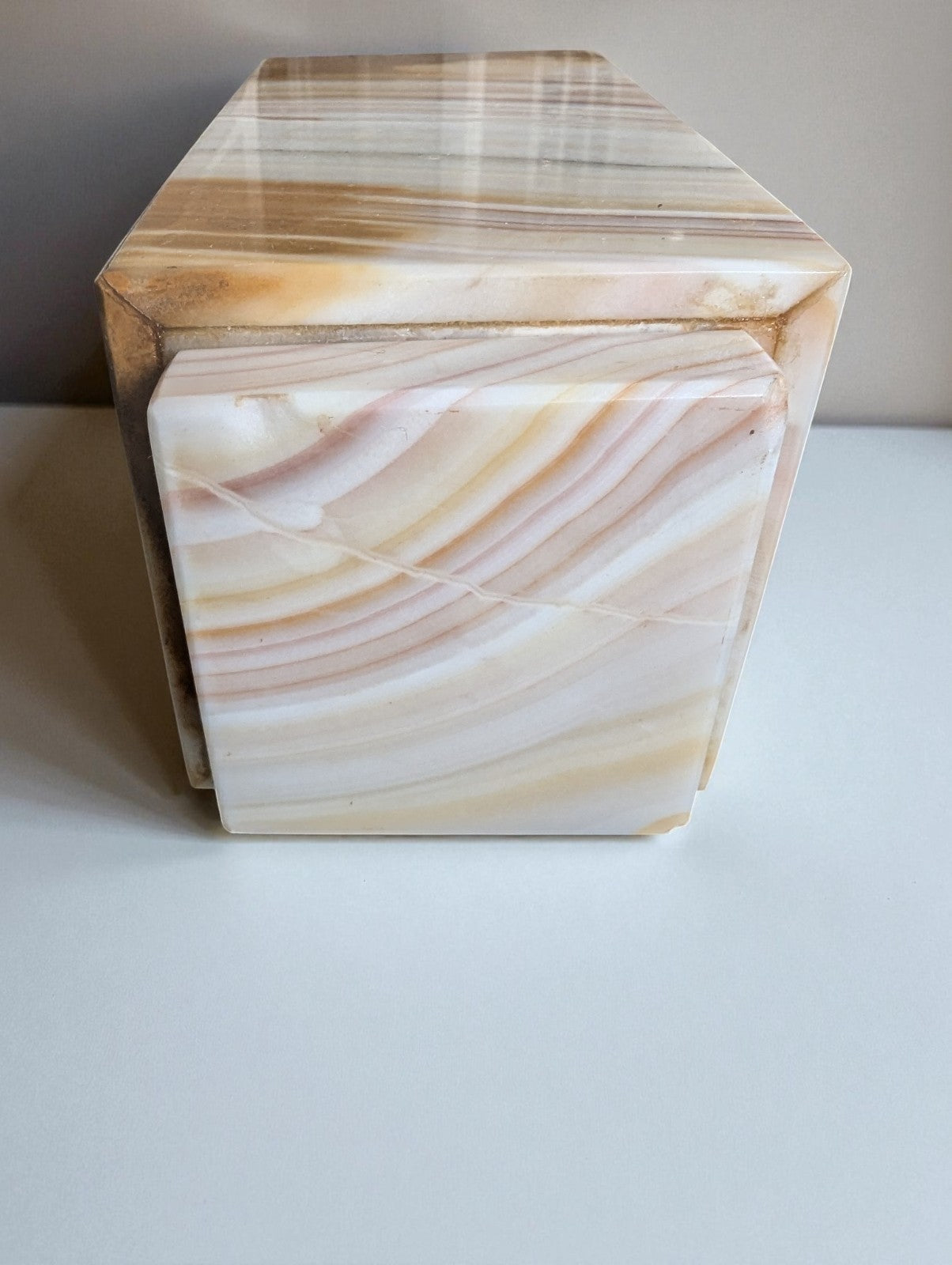 Vintage Natural Onyx Stone Vase, 9" Tall
